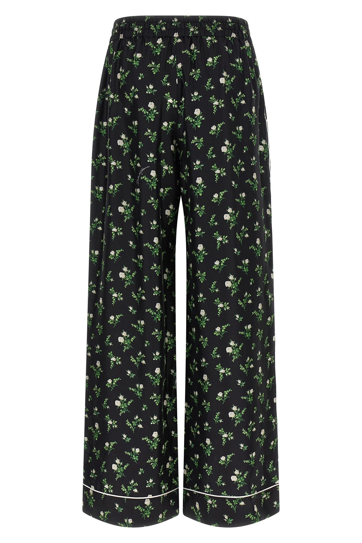 all-over roselline e mughetti print twill pants