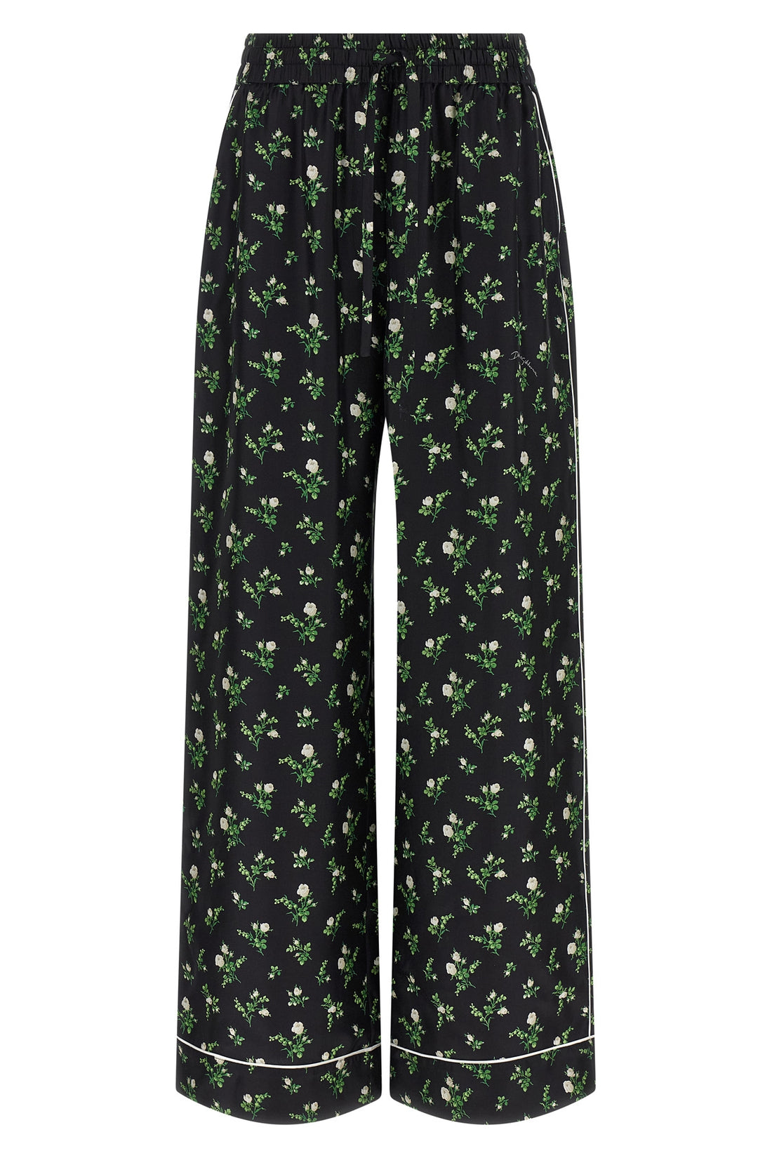 DOLCE &amp; GABBANA 38 all-over roselline e mughetti print twill pants