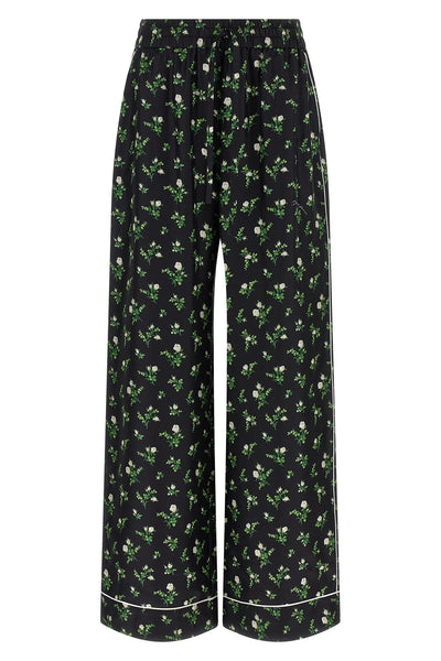 all-over roselline e mughetti print twill pants