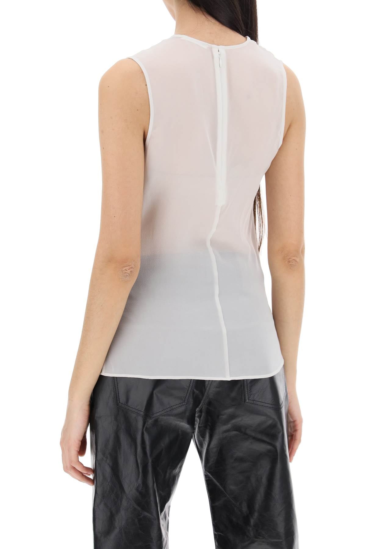 sleeveless silk top in