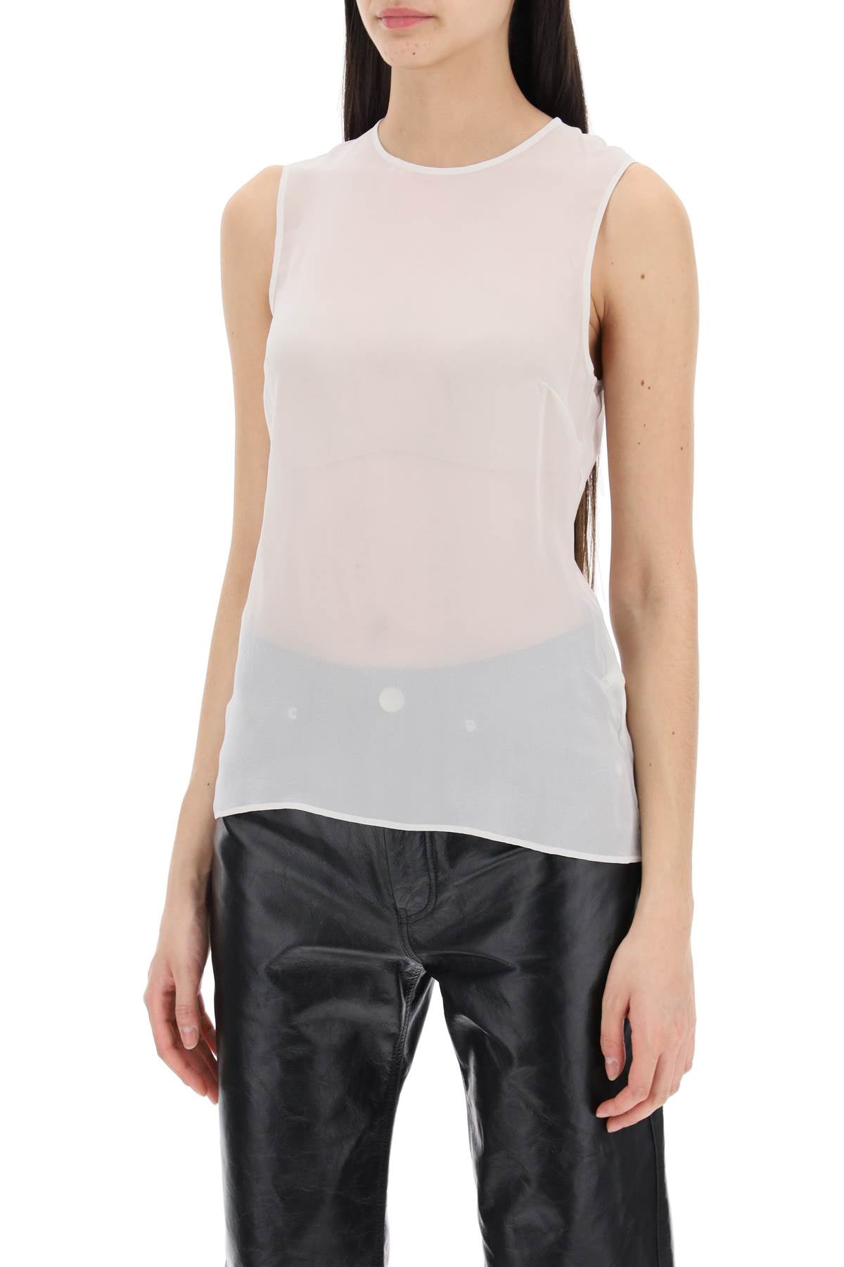 sleeveless silk top in