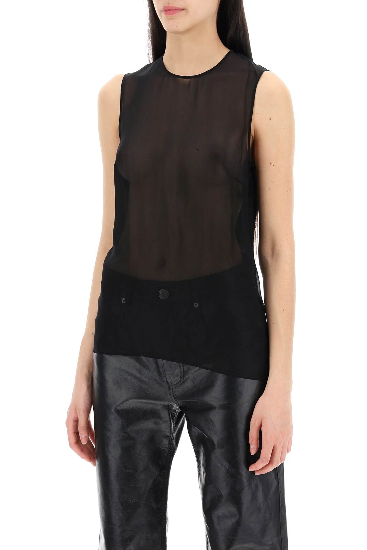 sleeveless silk top in