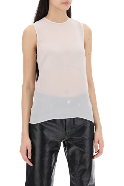 sleeveless silk top in