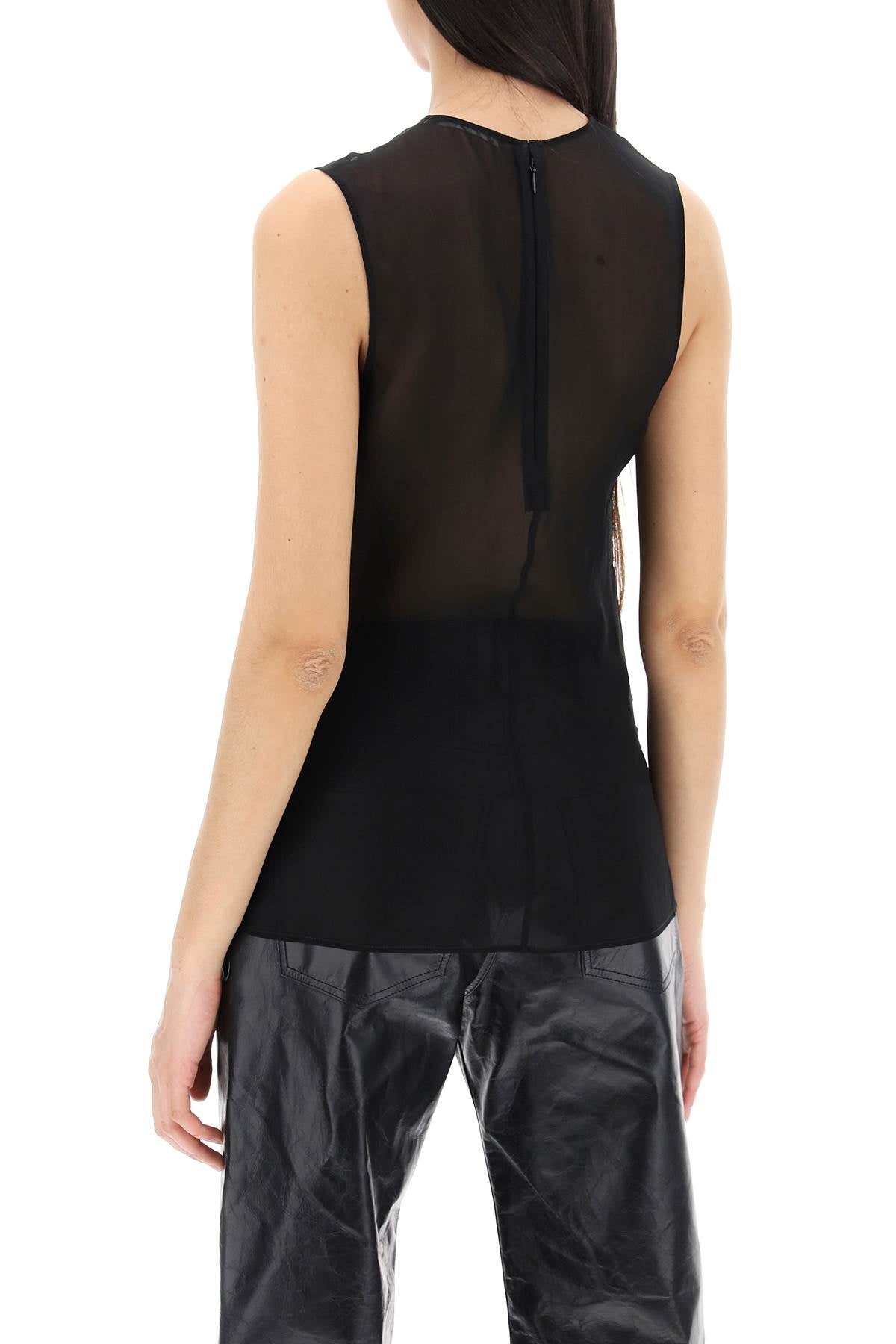 sleeveless silk top in