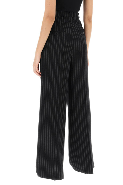 wide-legged pinstripe trousers with