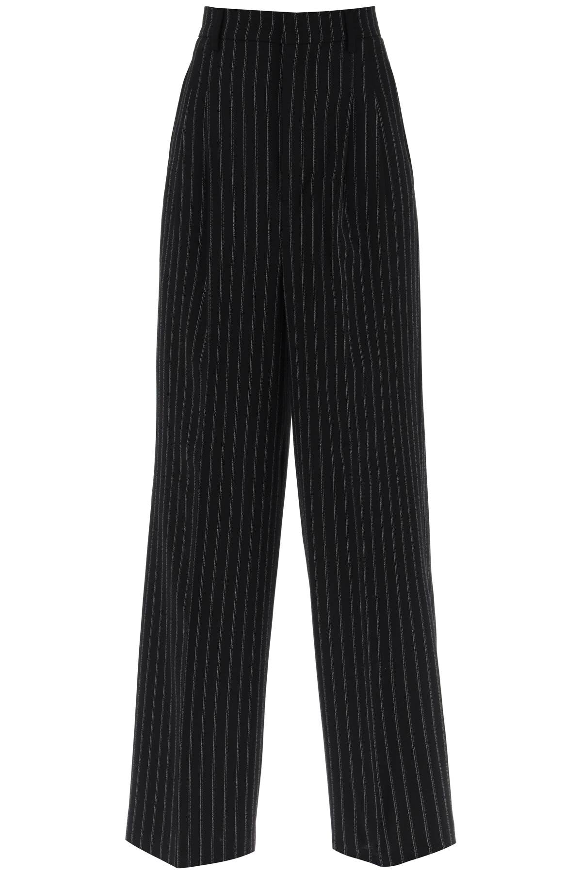 wide-legged pinstripe trousers with