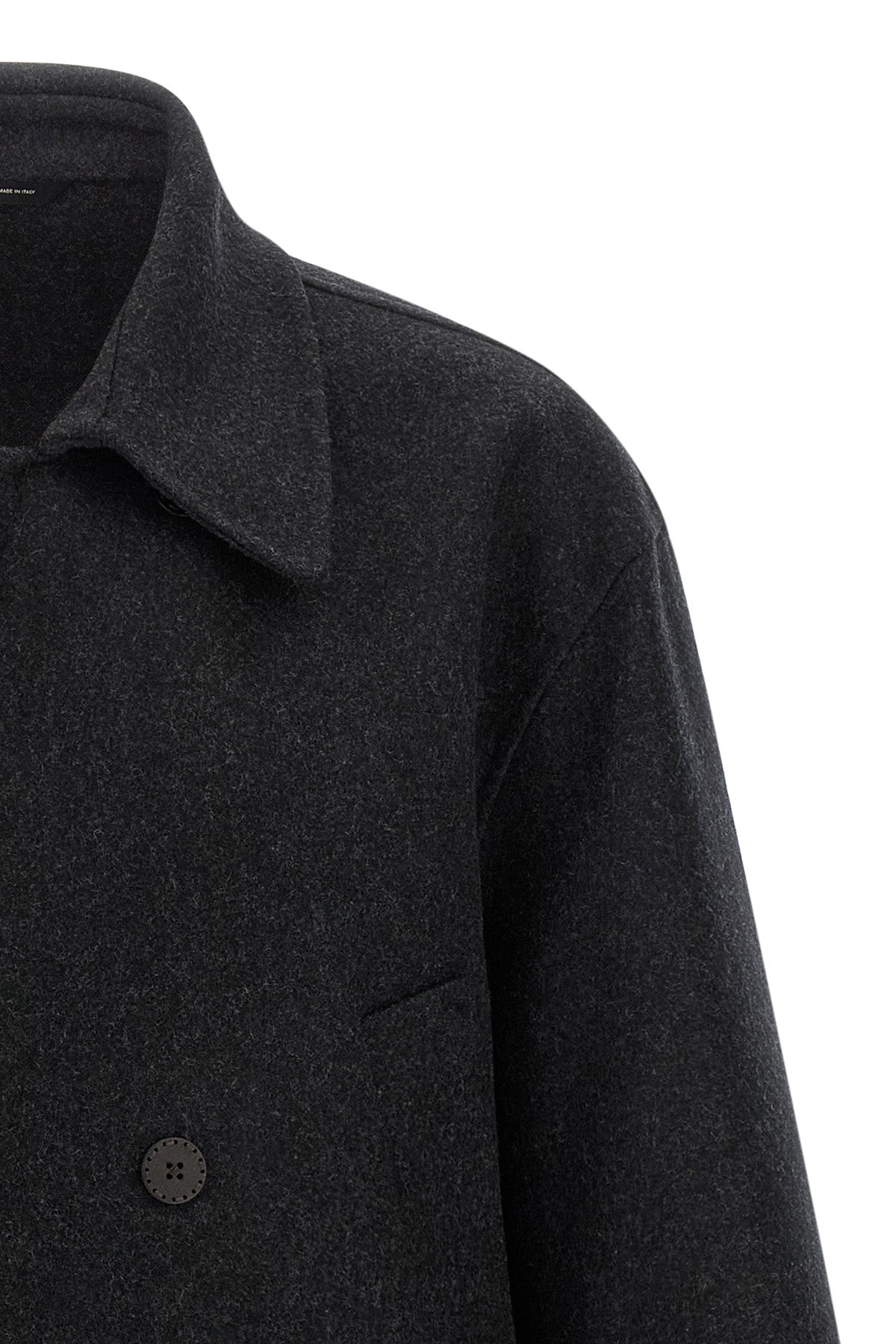 double mélange wool felt coat