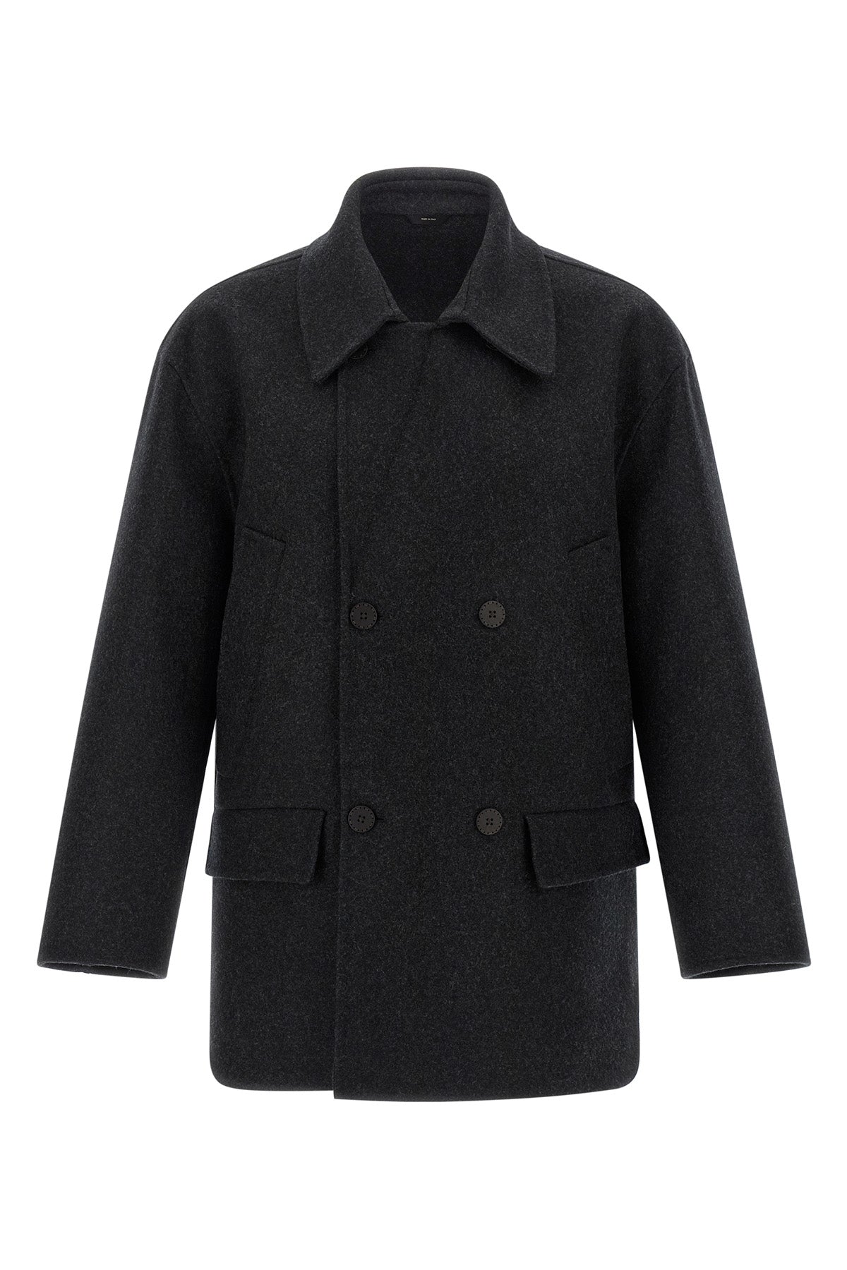 double mélange wool felt coat