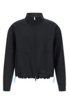 reversible blouson in denim fabric and linen and cotton fabric