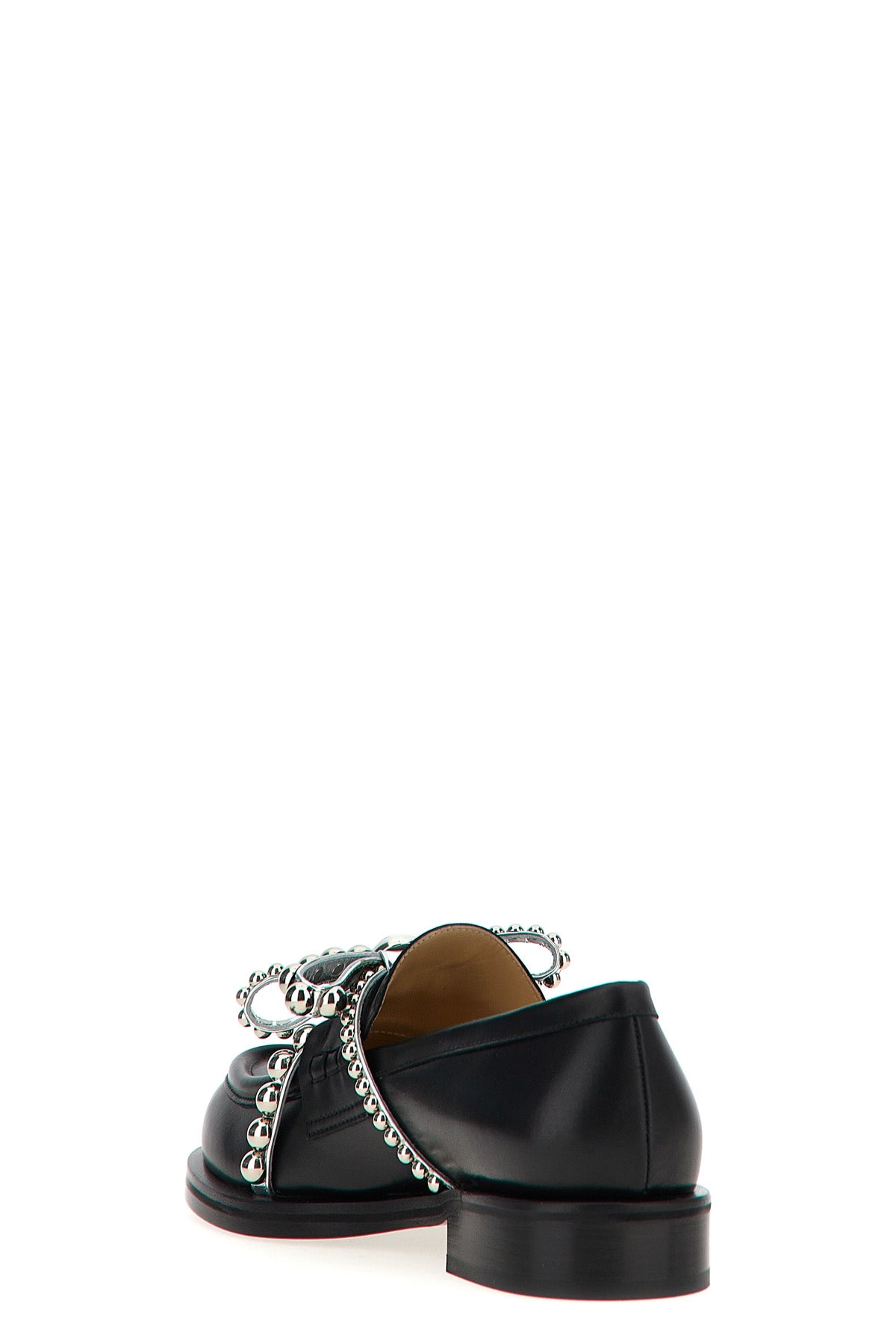 crystal studs leather loafers