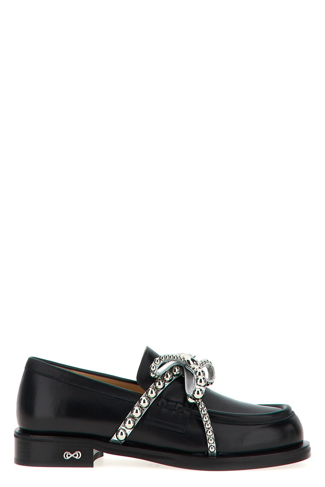 MACH &amp; MACH 36 crystal studs leather loafers