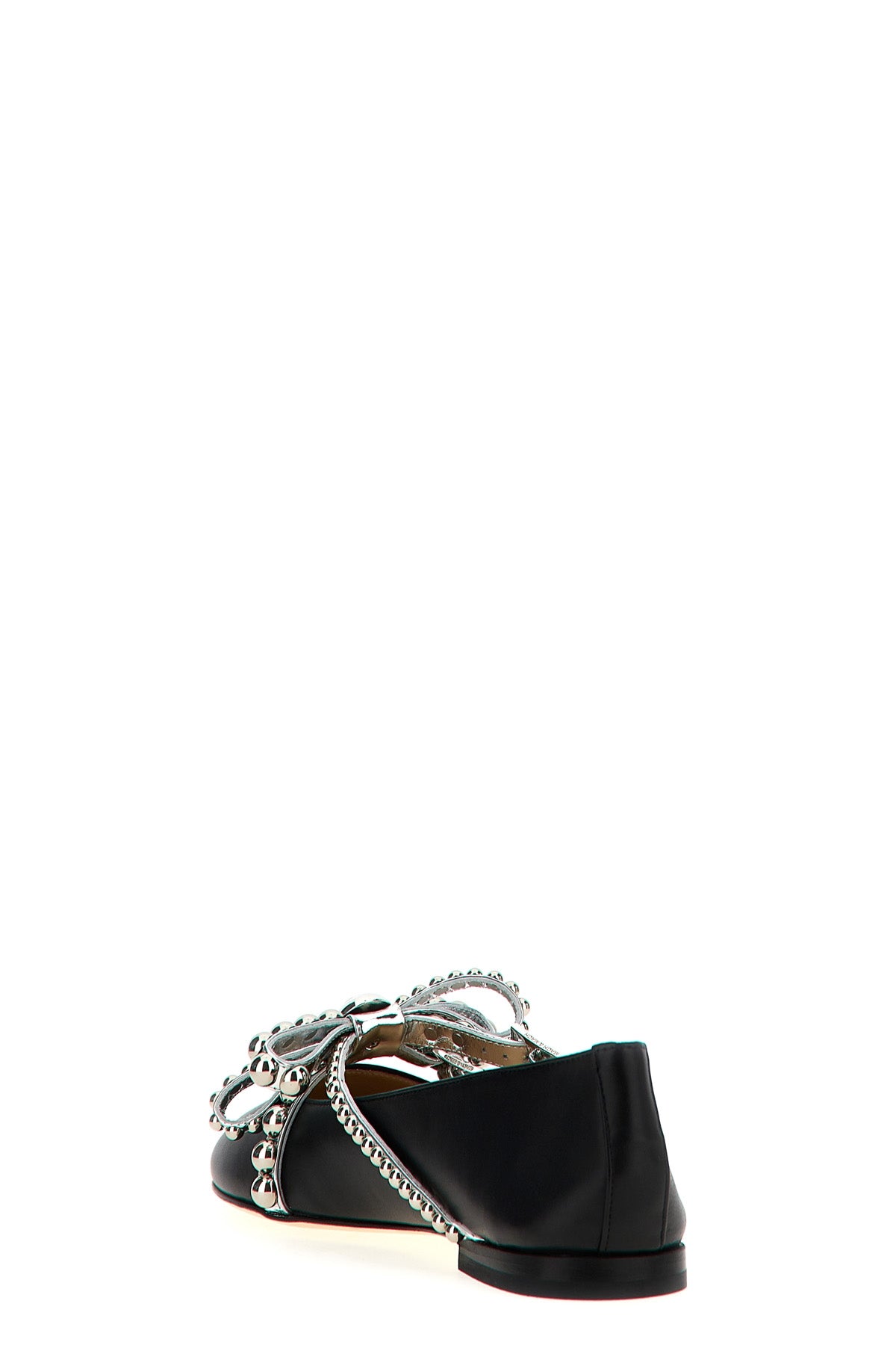 crystal studs leather ballet flat