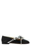 crystal studs leather ballet flat
