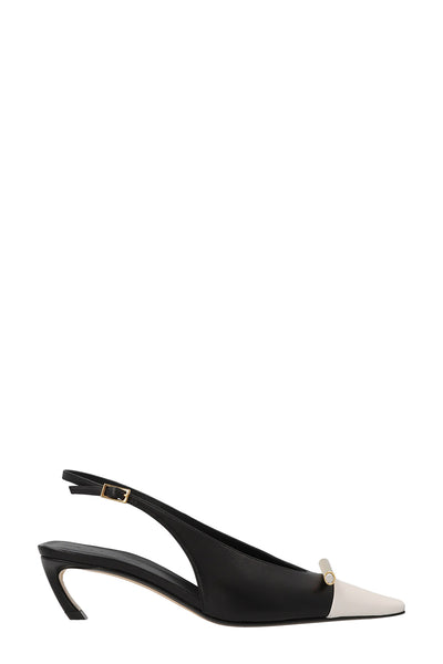 bico two-color leather slingbacks