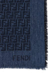 denim-effect cotton and wool blend shawl