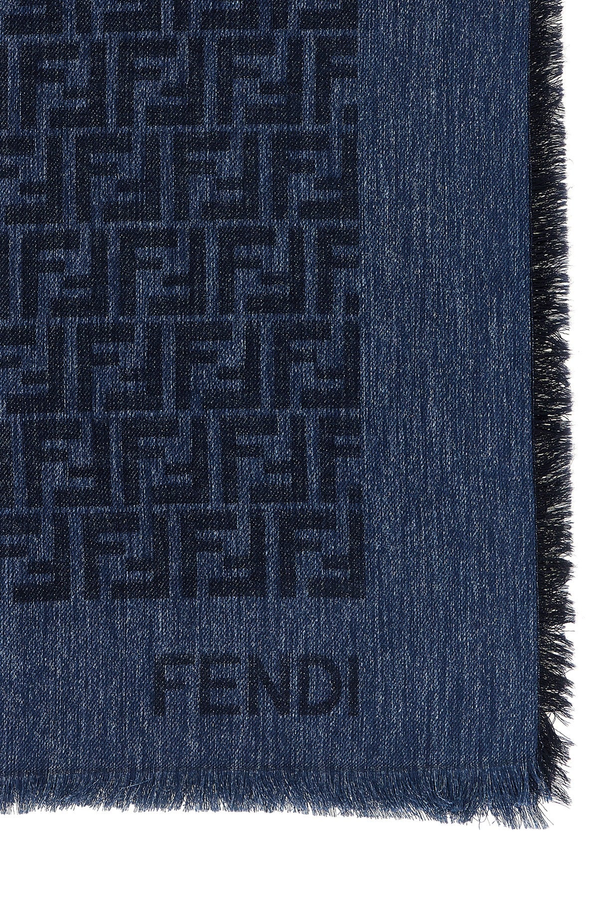 denim-effect cotton and wool blend shawl