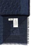 denim-effect cotton and wool blend shawl