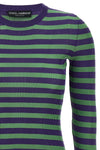 striped stretch viscose ribbed sweater