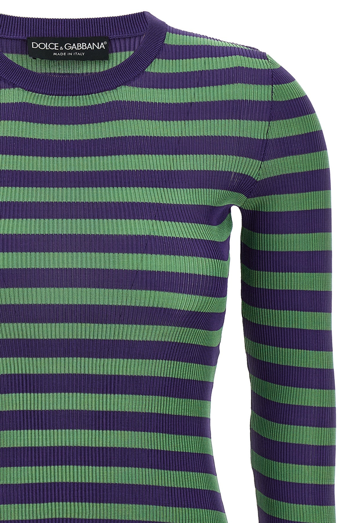 striped stretch viscose ribbed sweater