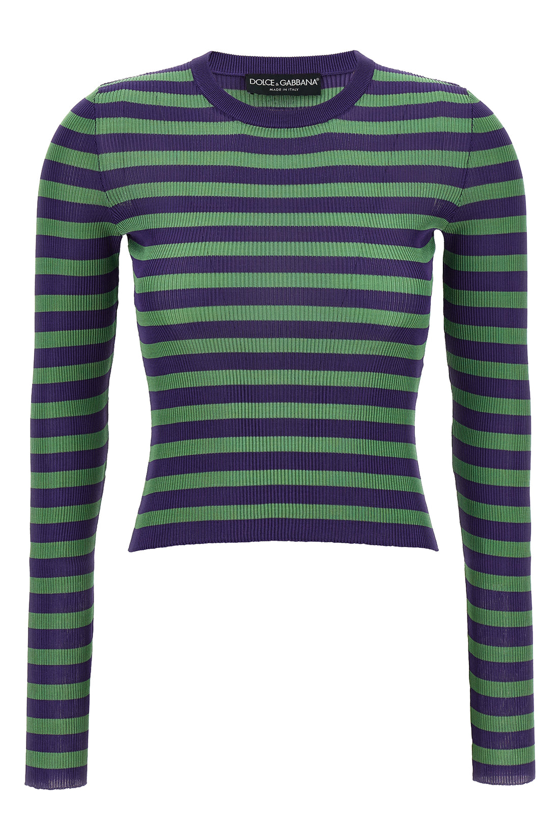 DOLCE &amp; GABBANA 42 striped stretch viscose ribbed sweater
