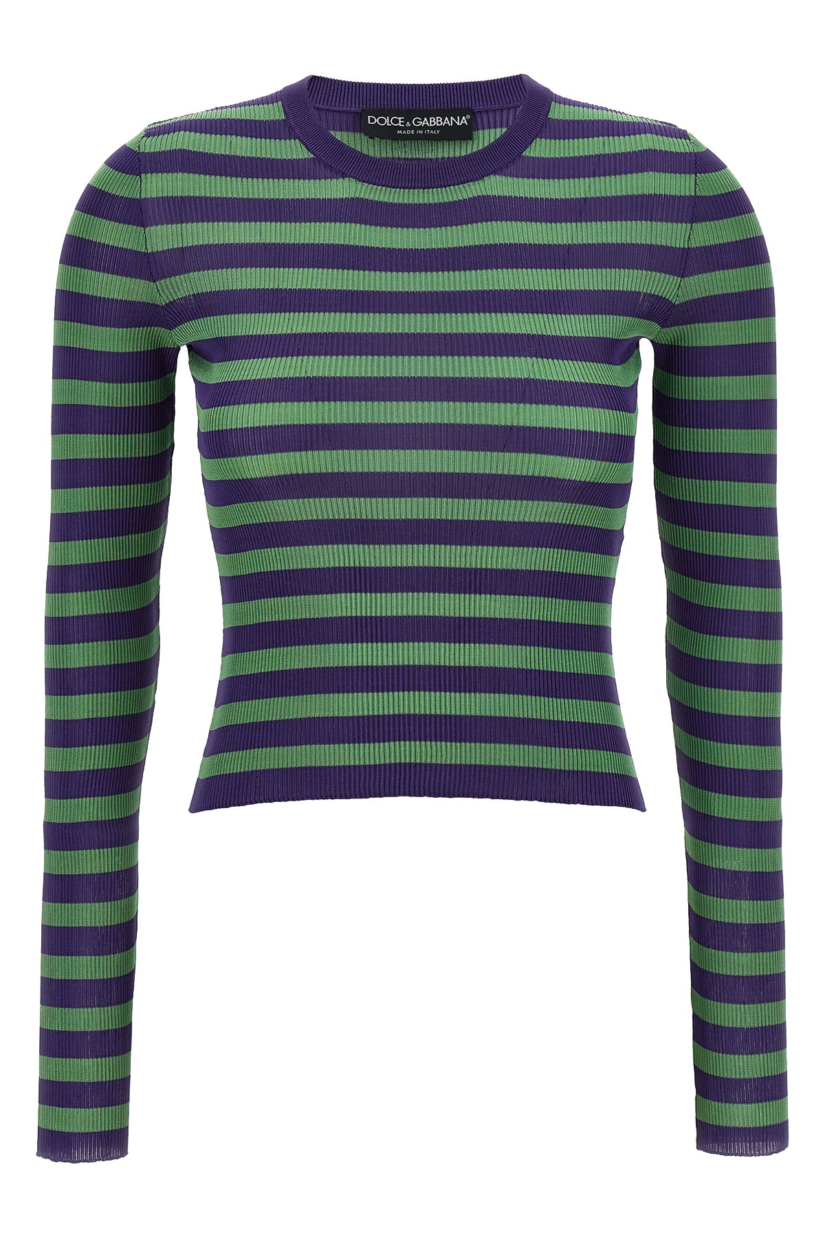 striped stretch viscose ribbed sweater