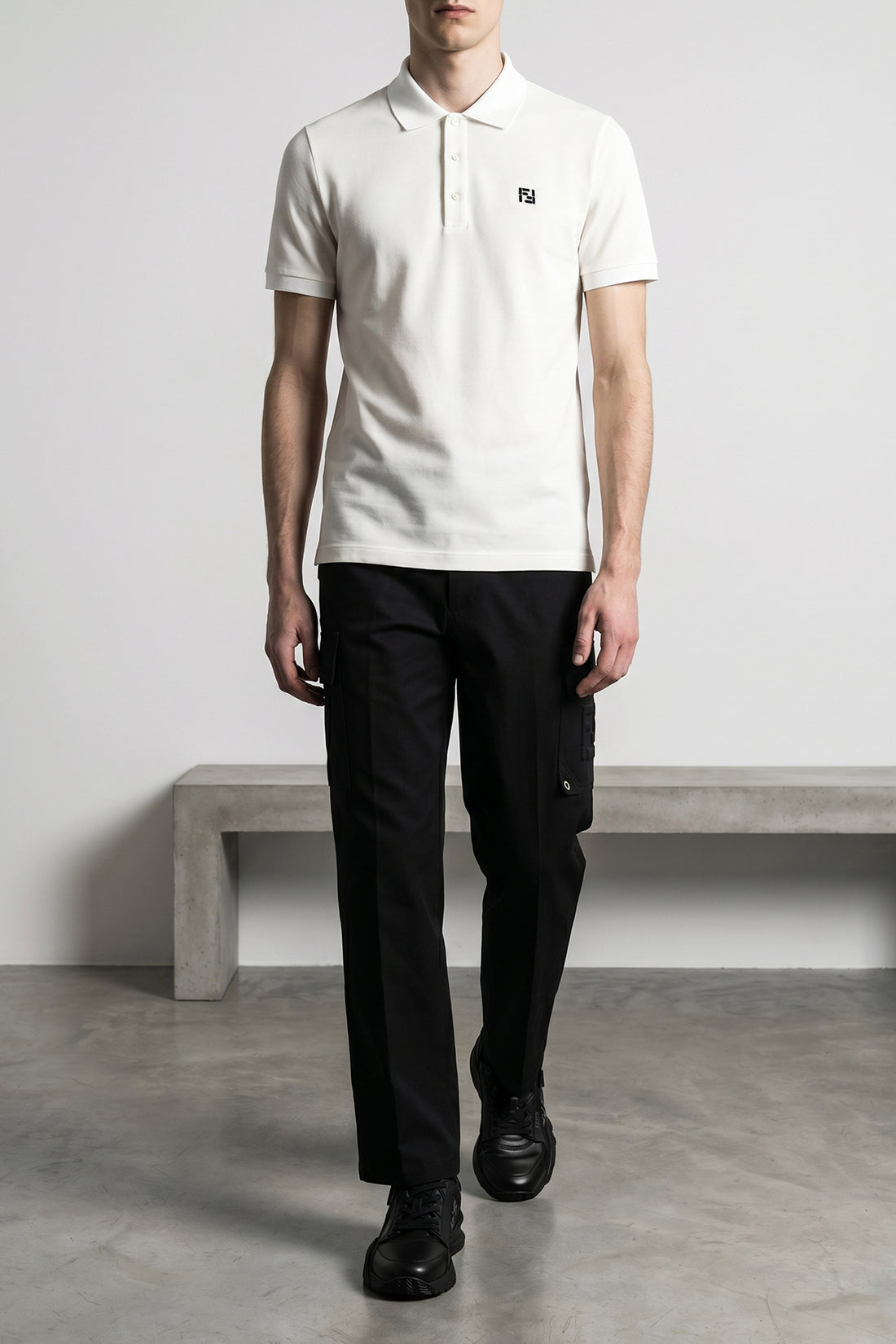 FENDI L piqué cotton polo shirt