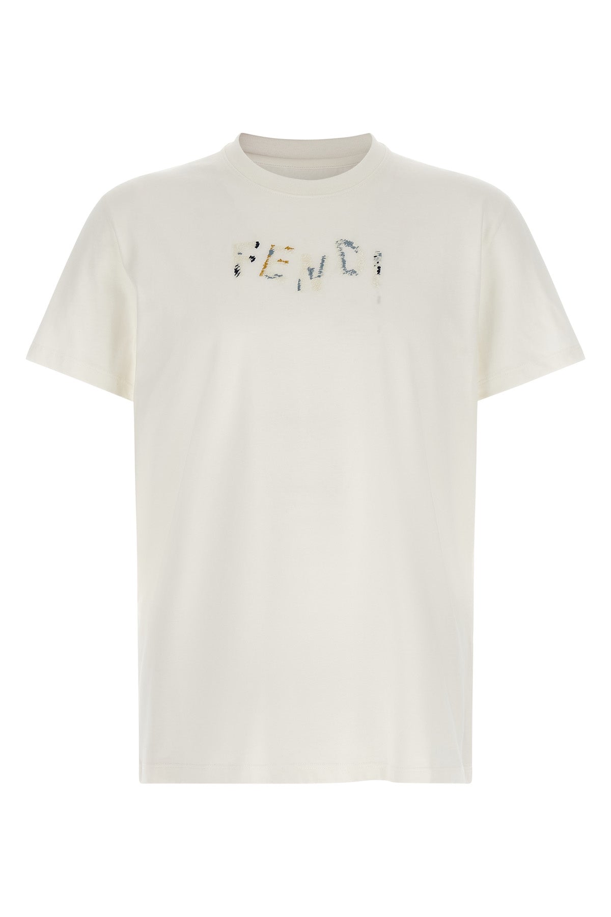 the fendi pure white cotton t-shirt features a tailored construction defined by