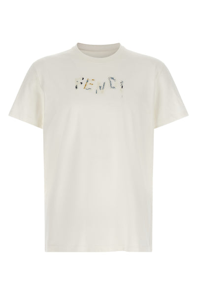the fendi pure white cotton t-shirt features a tailored construction defined by