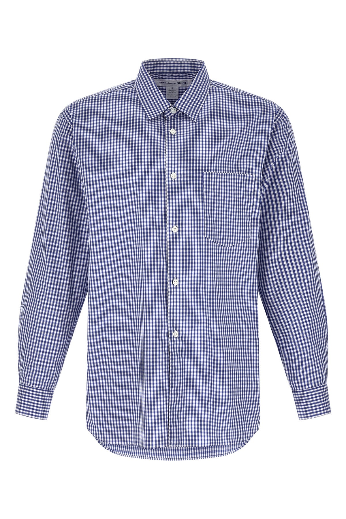 vichy print cotton poplin shirt