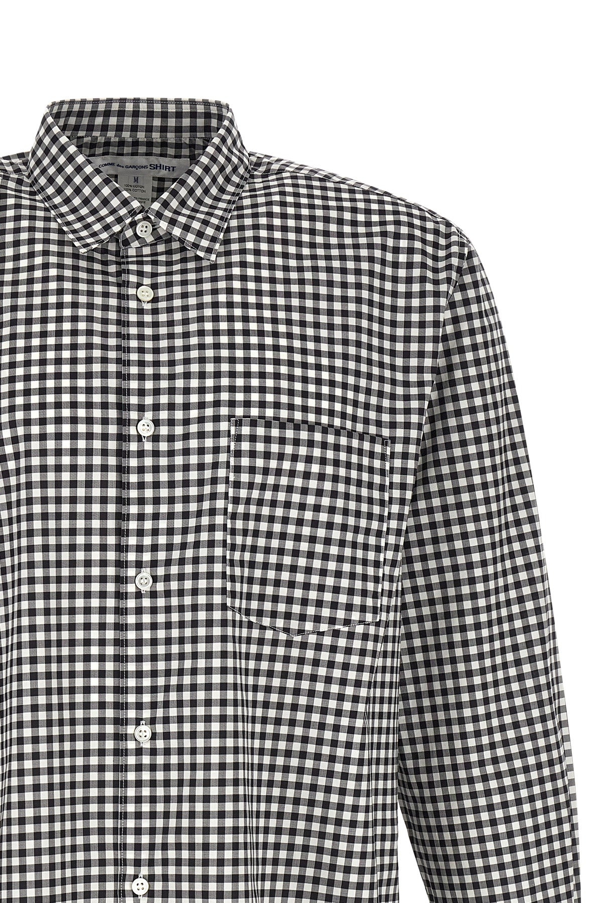 vichy print cotton poplin shirt