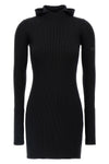 ribbed wool and silk hooded dress