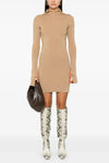 ribbed wool and silk hooded dress