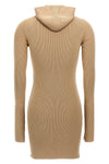 ribbed wool and silk hooded dress