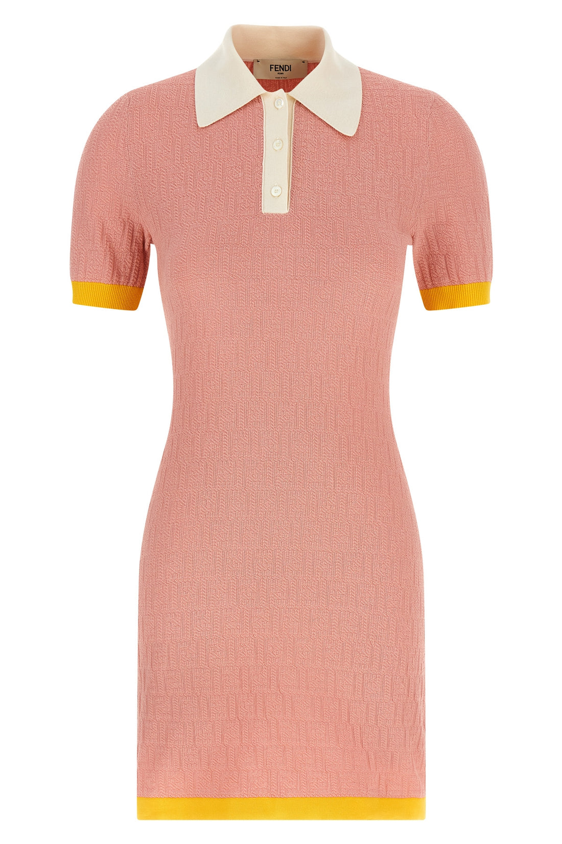 FENDI 38 ff jacquard color-block stretch cotton and silk blend minidress