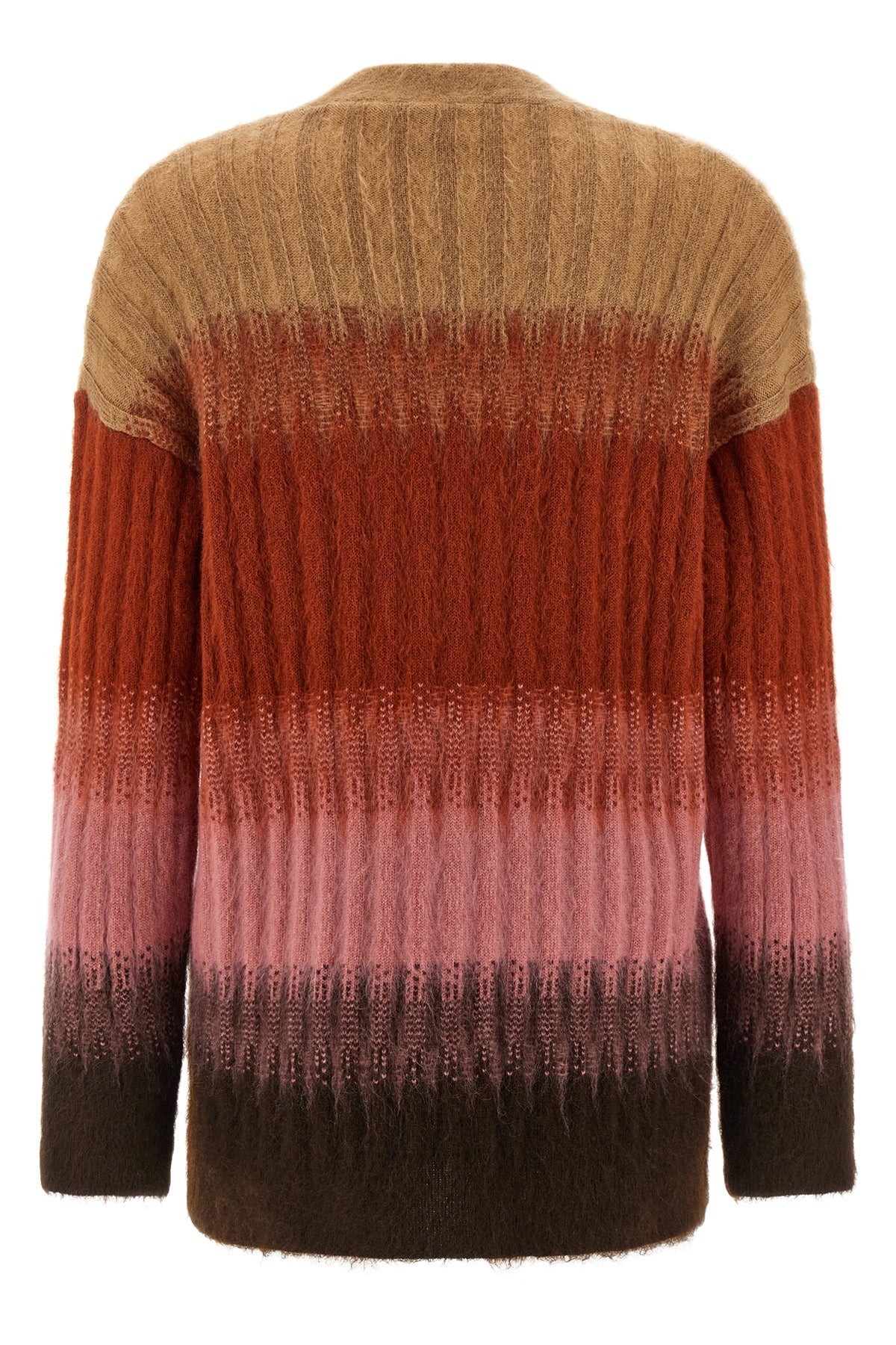 vanisé ribbed knit cardigan of mohair blend and wool dégradé pattern