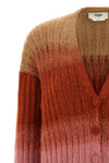 vanisé ribbed knit cardigan of mohair blend and wool dégradé pattern
