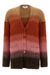 vanisé ribbed knit cardigan of mohair blend and wool dégradé pattern