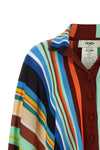 the fendi striped knit poncho features a fluid model