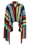 the fendi striped knit poncho features a fluid model