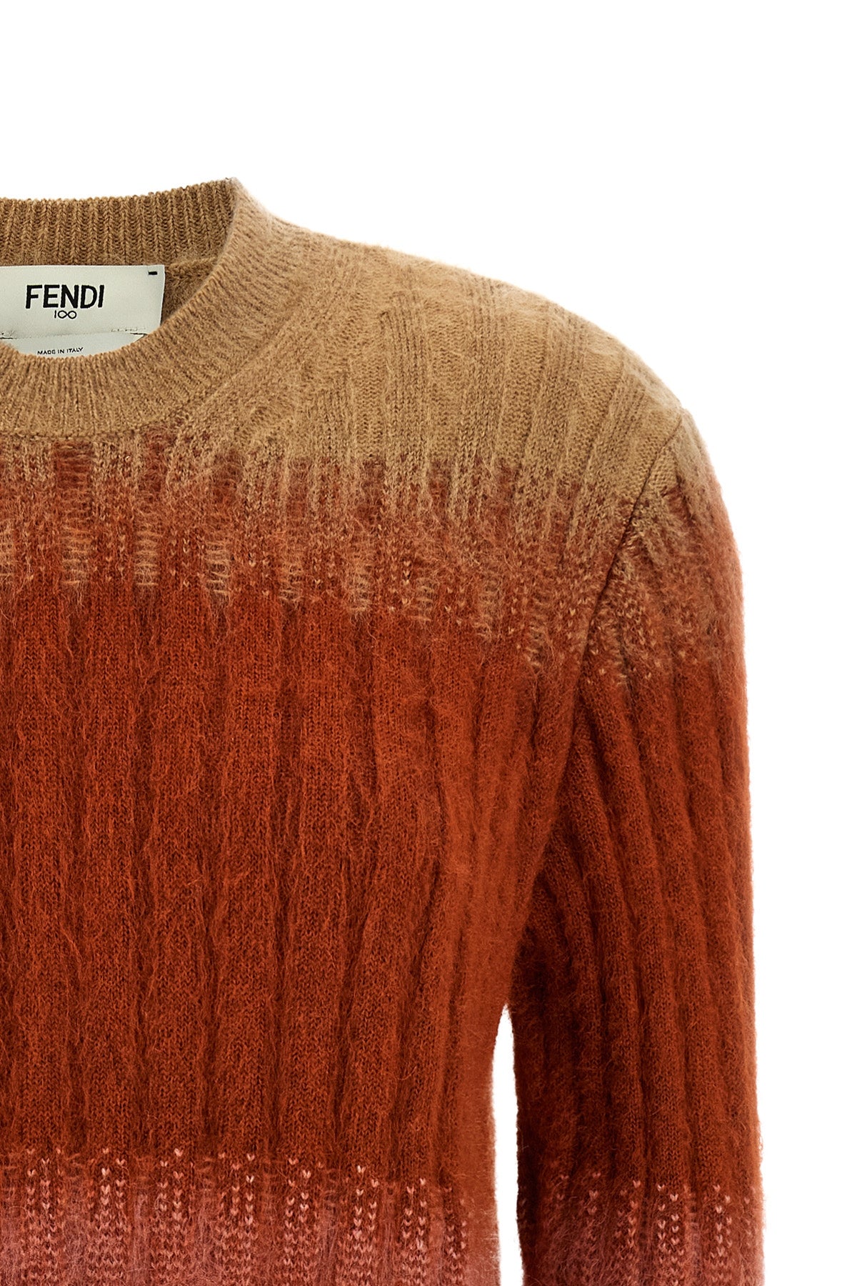 vanisé ribbed knit sweater of mohair blend and dégradé patterned wool