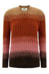 vanisé ribbed knit sweater of mohair blend and dégradé patterned wool