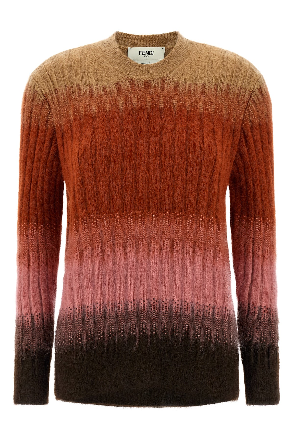 vanisé ribbed knit sweater of mohair blend and dégradé patterned wool