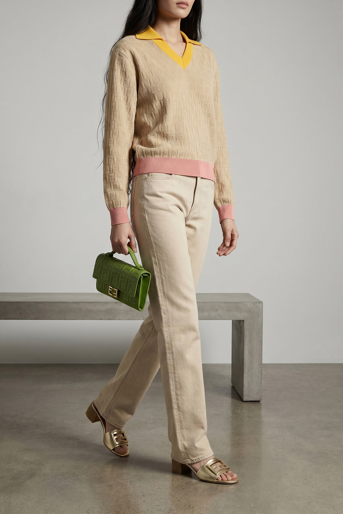 FENDI 38 cotton and silk yarn sweater