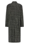 two-breasted long coat in wool and cashmere bouclé