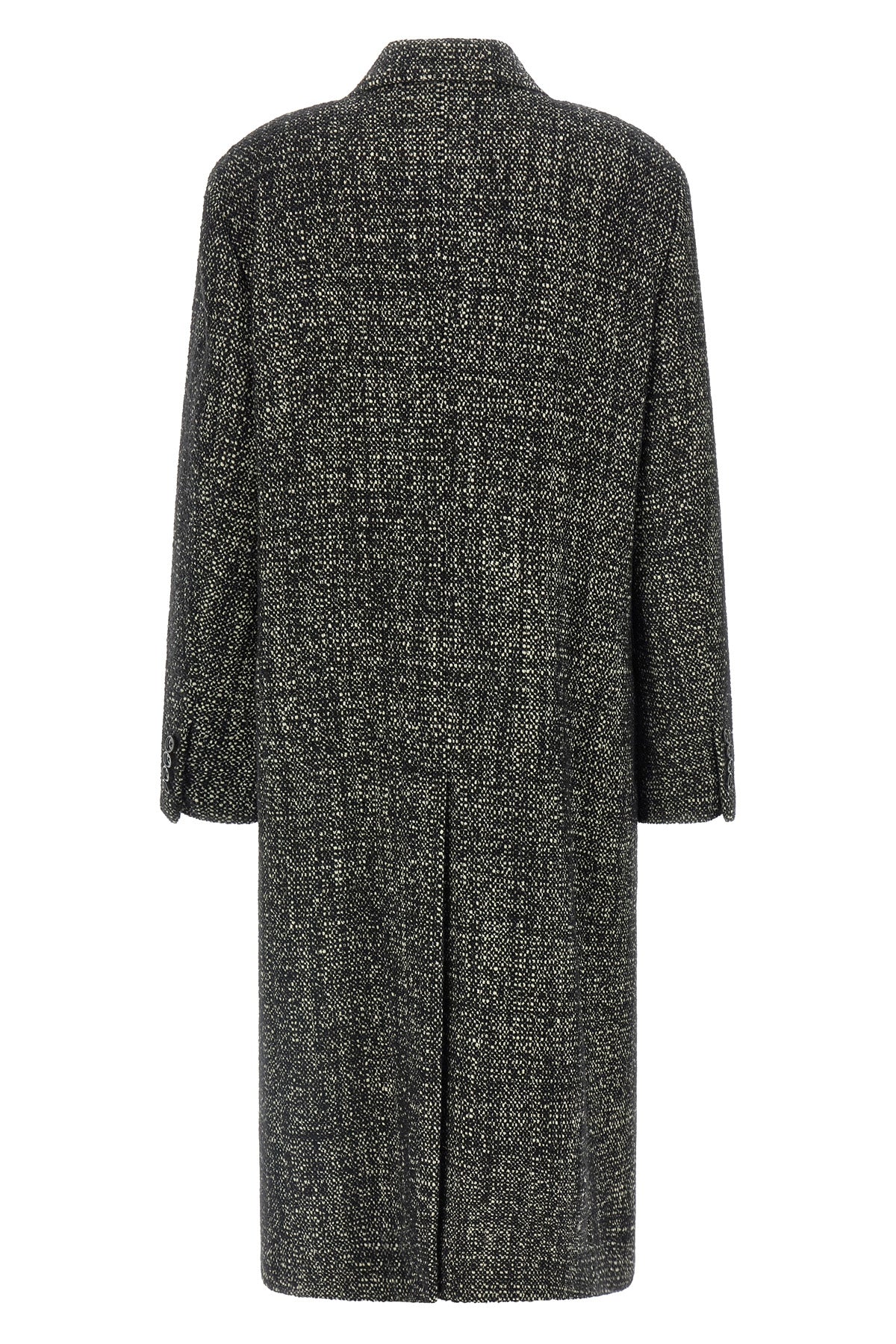 two-breasted long coat in wool and cashmere bouclé