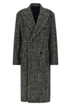 two-breasted long coat in wool and cashmere bouclé