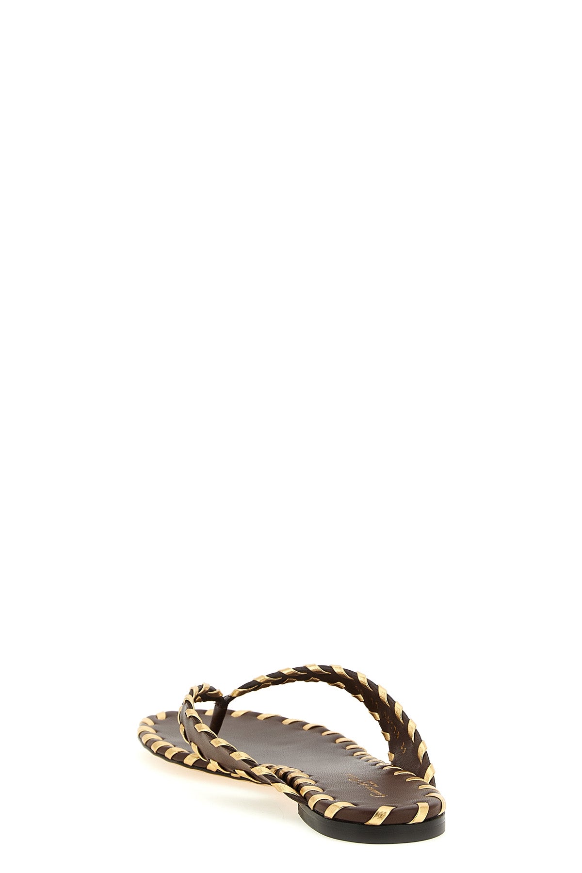 zaira silk nappa leather thong woven