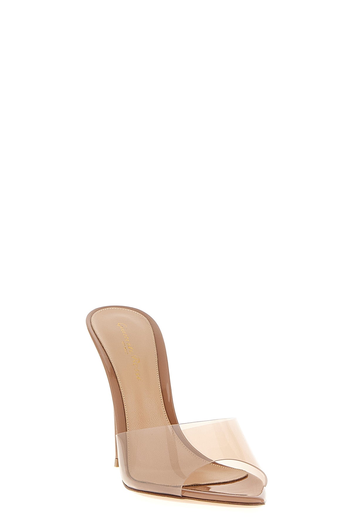 elle nude-effect patent leather and glass sandals