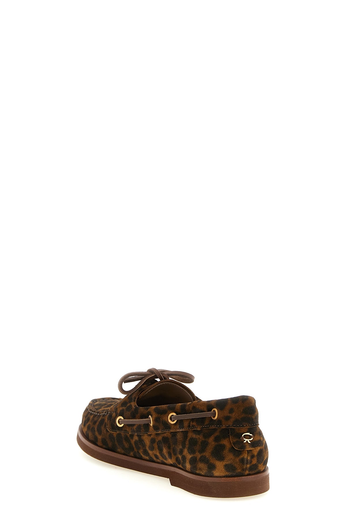vandée leopard print suede boat shoe