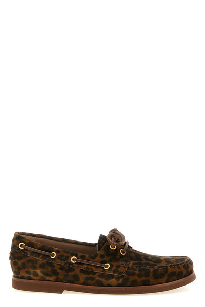 vandée leopard print suede boat shoe